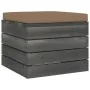 Garden pallet ottoman with taupe gray cushion made of pine wood by , Modular outdoor sofas - Ref: Foro24-3061703, Price: 74,9...