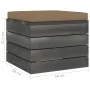 Garden pallet ottoman with taupe gray cushion made of pine wood by , Modular outdoor sofas - Ref: Foro24-3061703, Price: 74,9...