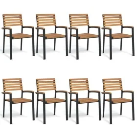 Sillas de jardín apilables 8 uds madera maciza acacia y metal de , Sillas de jardín - Ref: Foro24-3155427, Precio: 611,67 €, ...