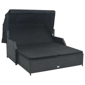 Tumbona para 2 personas con toldo ratán sintético negro de , Camas para exteriores - Ref: Foro24-47443, Precio: 593,19 €, Des...