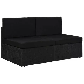 Sofá seccional de 2 plazas de ratán sintético negro de , Sofás modulares de exterior - Ref: Foro24-49503, Precio: 195,54 €, D...