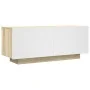 Mueble para TV contrachapada blanco y roble 100x35x40 cm de , Muebles TV - Ref: Foro24-804441, Precio: 86,53 €, Descuento: %