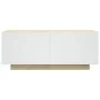 Mueble para TV contrachapada blanco y roble 100x35x40 cm de , Muebles TV - Ref: Foro24-804441, Precio: 86,53 €, Descuento: %