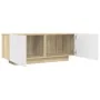 Mueble para TV contrachapada blanco y roble 100x35x40 cm de , Muebles TV - Ref: Foro24-804441, Precio: 86,53 €, Descuento: %