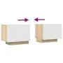 Mueble para TV contrachapada blanco y roble 100x35x40 cm de , Muebles TV - Ref: Foro24-804441, Precio: 86,53 €, Descuento: %