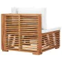 Ecksofa für den Garten, cremefarbenes Kissen, massives Teakholz. von , Modulare Sofas für den Außenbereich - Ref: Foro24-4937...
