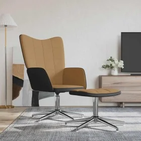 Silla de relax con taburete terciopelo y PVC marrón de , Sillones - Ref: Foro24-327872, Precio: 103,78 €, Descuento: %
