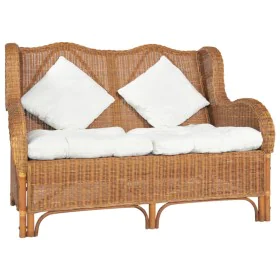 Light brown 2-seater sofa made of natural rattan and linen by , Sofas - Ref: Foro24-325468, Price: 436,89 €, Discount: %