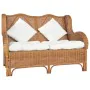 Light brown 2-seater sofa made of natural rattan and linen by , Sofas - Ref: Foro24-325468, Price: 436,89 €, Discount: %