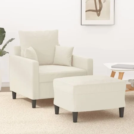 Sillón con taburete terciopelo crema 60 cm de , Sofás - Ref: Foro24-3201105, Precio: 204,71 €, Descuento: %