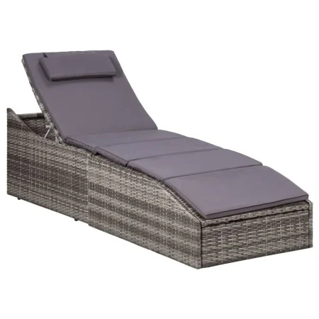 Tumbona con cojín ratán sintético gris de , Tumbonas - Ref: Foro24-46540, Precio: 246,85 €, Descuento: %