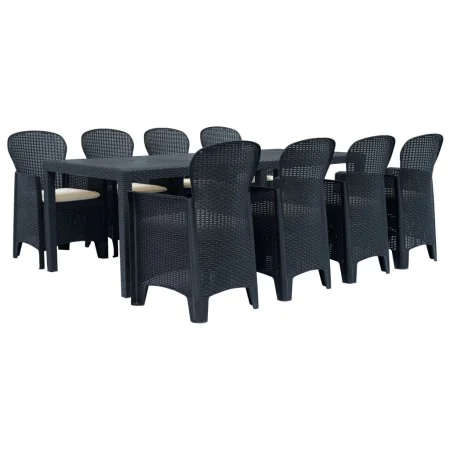Comedor de jardín 9 piezas plástico aspecto de ratán antracita de , Conjuntos de jardín - Ref: Foro24-276137, Precio: 878,76 ...