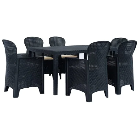 Comedor de jardín 7 piezas plástico aspecto de ratán antracita de , Conjuntos de jardín - Ref: Foro24-276128, Precio: 708,23 ...