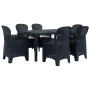 Comedor de jardín 7 piezas plástico aspecto de ratán antracita de , Conjuntos de jardín - Ref: Foro24-276128, Precio: 708,23 ...