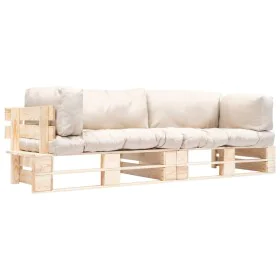 Garden pallet sofas 2 pieces with sand-colored pine wood cushions by , Outdoor sofas - Ref: Foro24-277483, Price: 252,44 €, D...