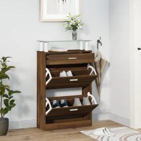 Mueble zapatero madera contrachapada marrón roble 63x24x104 cm de , Zapateros y organizadores de calzado - Ref: Foro24-342569...