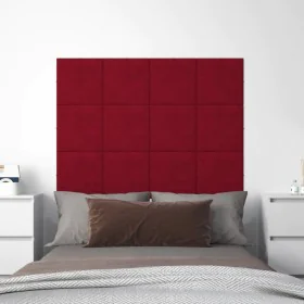 Paneles de pared 12 uds terciopelo rojo tinto 30x30 cm 1,08 m² de , Recubrimiento de paredes - Ref: Foro24-344046, Precio: 36...