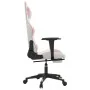 Gaming chair with massage and footrest in white and pink synthetic leather by , Gaming chairs - Ref: Foro24-345530, Price: 12...