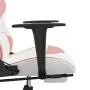 Gaming chair with massage and footrest in white and pink synthetic leather by , Gaming chairs - Ref: Foro24-345530, Price: 12...