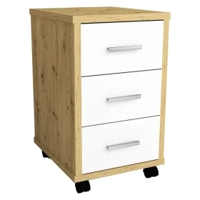 FMD Cajonera móvil color blanco brillante y roble artesanal de , Armarios archivadores - Ref: Foro24-429440, Precio: 133,83 €...