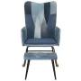 Mecedora con reposapiés lona patchwork azul vaquero de , Mecedoras - Ref: Foro24-339704, Precio: 143,37 €, Descuento: %