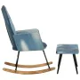Mecedora con reposapiés lona patchwork azul vaquero de , Mecedoras - Ref: Foro24-339704, Precio: 143,37 €, Descuento: %