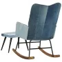 Mecedora con reposapiés lona patchwork azul vaquero de , Mecedoras - Ref: Foro24-339704, Precio: 143,37 €, Descuento: %