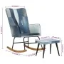 Rocking chair with denim blue patchwork canvas footrest by , Rocking chairs - Ref: Foro24-339704, Price: 143,37 €, Discount: %