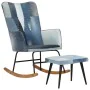Mecedora con reposapiés lona patchwork azul vaquero de , Mecedoras - Ref: Foro24-339704, Precio: 143,37 €, Descuento: %