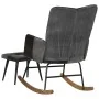 Mecedora con taburete cuero auténtico y lona negro de , Mecedoras - Ref: Foro24-339710, Precio: 120,89 €, Descuento: %