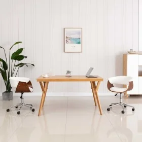 Silla oficina giratoria madera curvada cuero sintético blanco de , Sillas de oficina - Ref: Foro24-3054831, Precio: 162,83 €,...
