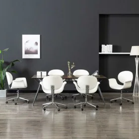 Sillas de comedor giratorias 6 unidades cuero sintético blanco de , Sillas de comedor - Ref: Foro24-3054859, Precio: 874,68 €...