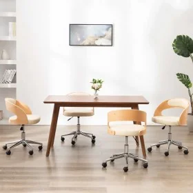 Sillas de comedor giratorias 4 uds madera curvada cuero crema de , Sillas de comedor - Ref: Foro24-3054915, Precio: 513,73 €,...