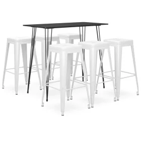 Mesa alta y taburetes de bar 7 piezas negro y blanco de , muebles para cocinas y comedores - Ref: Foro24-3057388, Precio: 687...