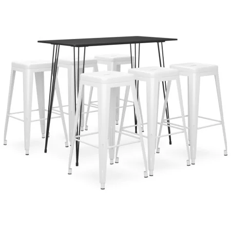 Mesa alta y taburetes de bar 7 piezas negro y blanco de , muebles para cocinas y comedores - Ref: Foro24-3057388, Precio: 687...