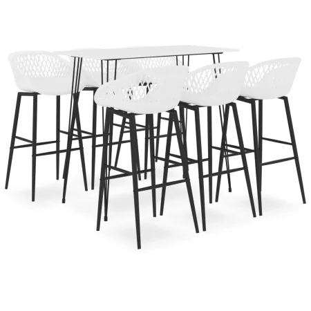 Mesa alta y taburetes de bar 7 piezas blanco de , muebles para cocinas y comedores - Ref: Foro24-3057418, Precio: 464,13 €, D...