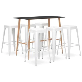 Mesa alta y taburetes de bar 7 piezas negro y blanco de , muebles para cocinas y comedores - Ref: Foro24-3057472, Precio: 697...