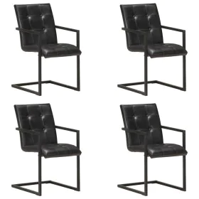 Sillas voladizas de comedor 4 unidades cuero auténtico negro de , Sillas de comedor - Ref: Foro24-3059816, Precio: 585,00 €, ...