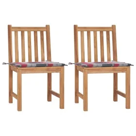 Sillas de jardín 2 unidades madera maciza de teca con cojines de , Sillas de jardín - Ref: Foro24-3062929, Precio: 227,78 €, ...