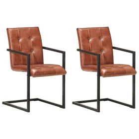 Sillas voladizas de comedor 2 unidades cuero auténtico marrón de , Sillas de comedor - Ref: Foro24-321847, Precio: 322,62 €, ...