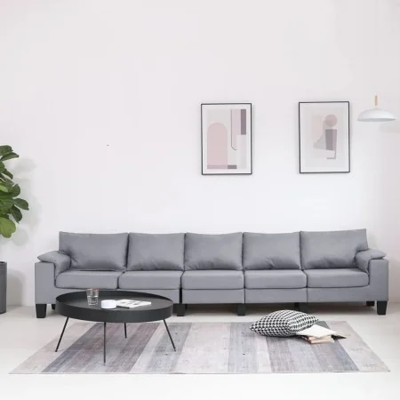 Sofá de 5 plazas tela gris claro de , Sofás - Ref: Foro24-287100, Precio: 572,55 €, Descuento: %