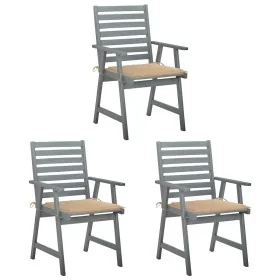 Sillas comedor de jardín 3 uds madera maciza acacia y cojines de , Sillas de jardín - Ref: Foro24-3064431, Precio: 290,75 €, ...