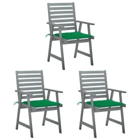 Sillas comedor de jardín 3 uds madera maciza acacia y cojines de , Sillas de jardín - Ref: Foro24-3064433, Precio: 277,62 €, ...