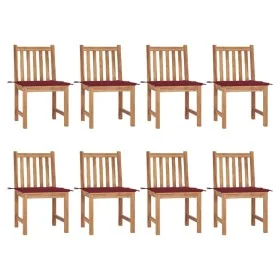 Sillas de jardín 8 unidades madera de teca con cojines de , Sillas de jardín - Ref: Foro24-3073151, Precio: 886,92 €, Descuen...