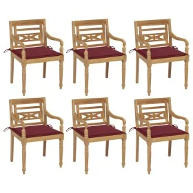 Sillas Batavia 6 unidades madera maciza de teca con cojines de , Sillas de jardín - Ref: Foro24-3073331, Precio: 724,86 €, De...