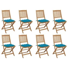 Sillas de jardín plegables 8 uds y cojines madera maciza acacia de , Sillas de jardín - Ref: Foro24-3075132, Precio: 408,42 €...