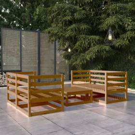 Muebles de jardín 5 pzas y cojines marrón miel madera pino de , Conjuntos de jardín - Ref: Foro24-3075257, Precio: 319,88 €, ...