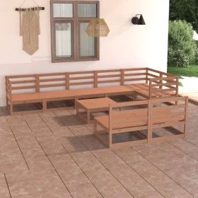 9-piece solid pine wood honey brown garden furniture. by , Garden sets - Ref: Foro24-3075662, Price: 614,11 €, Discount: %