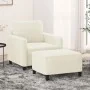 Sessel mit Hocker aus cremefarbenem Samt, 60 cm. von , Sofas - Ref: Foro24-3201172, Preis: 209,74 €, Rabatt: %
