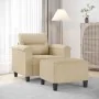 Armchair with cream microfiber fabric footstool 60 cm by , Sofas - Ref: Foro24-3201229, Price: 235,79 €, Discount: %